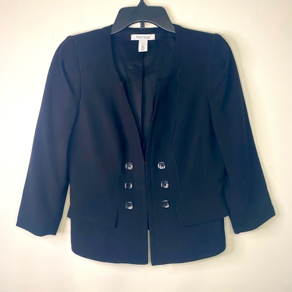 WHBM Black Dressy Classic Minimalist Business Suit Jacket Blazer Size 4‎ Work